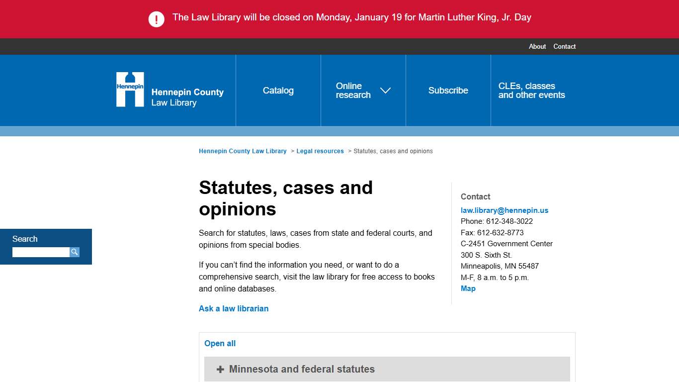 Statutes, cases and opinions | Hennepin County