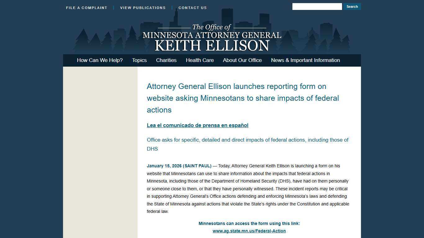 January 15, 2026 Press Release