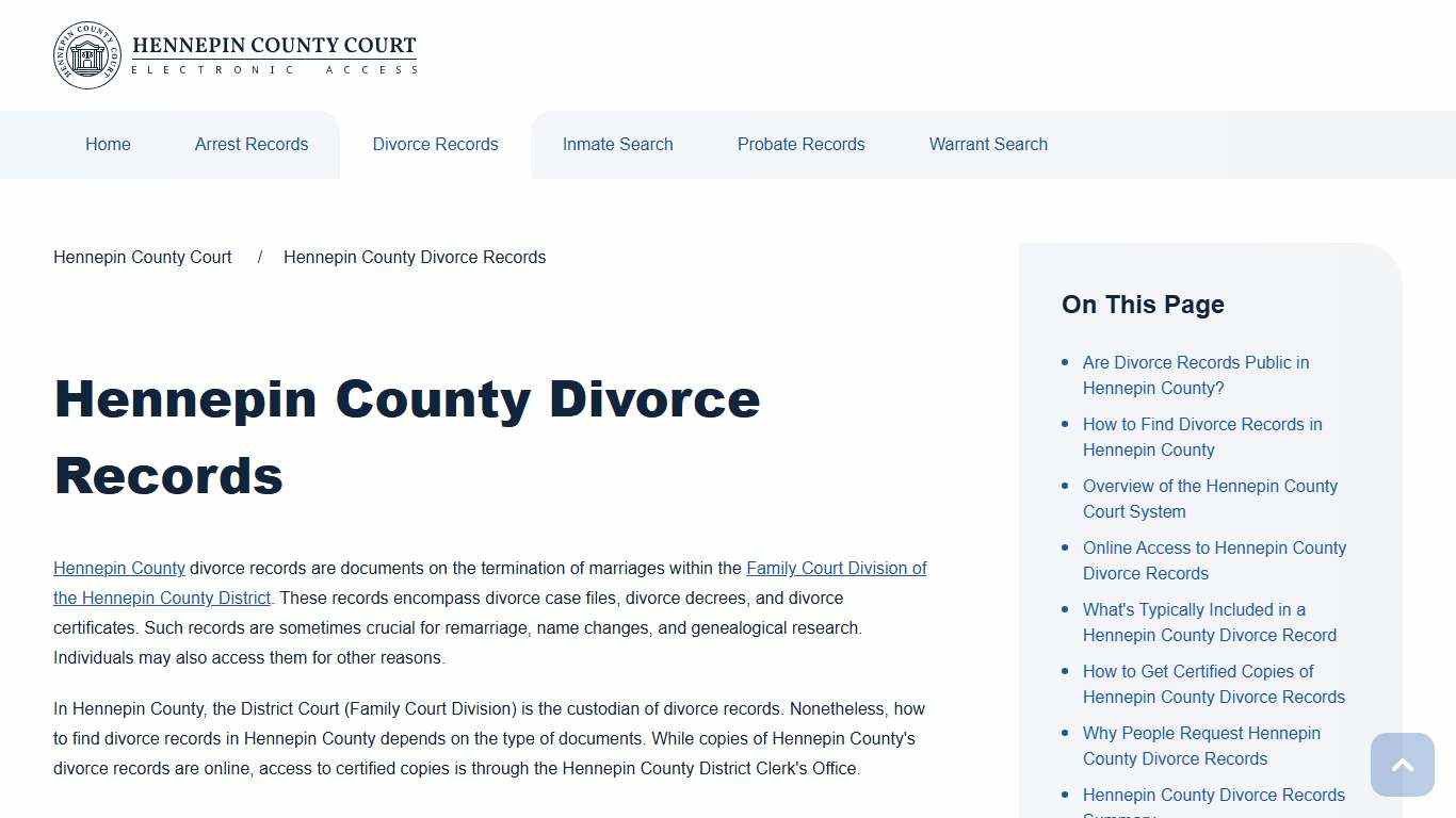 Hennepin County Divorce Records Search | Hennepin County Court