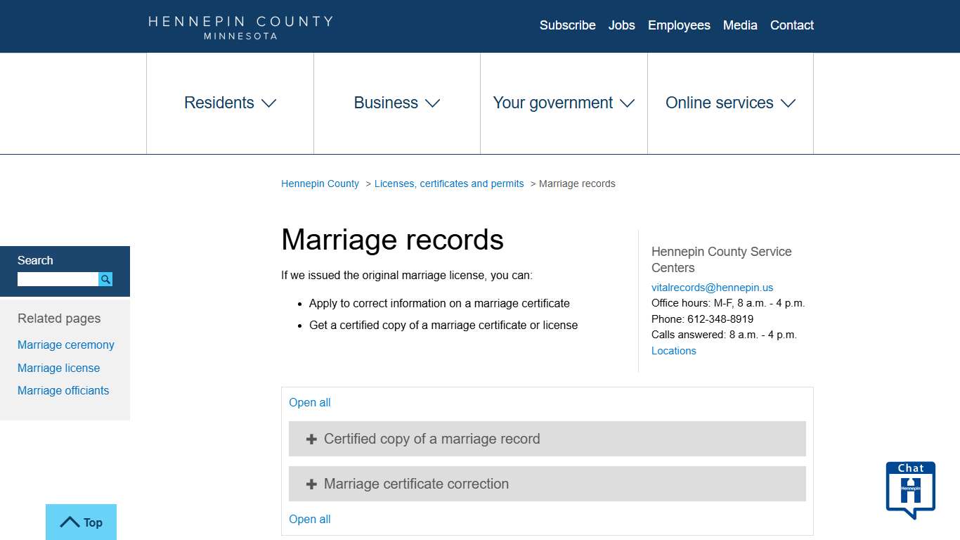 Marriage records | Hennepin County